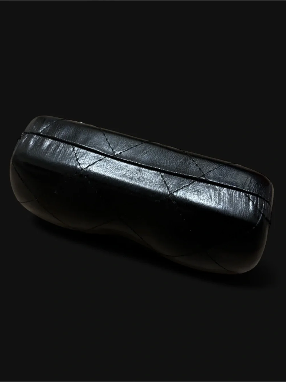 CHANEL Black Quilted Leather Glasses Case with Silver CC Logo